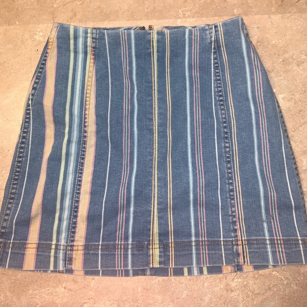 Wild Fabel Striped Denim Mini Skirt